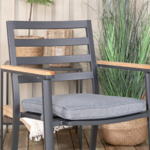 Alma, Brasilia – Ensemble repas – Noir – Table : ⌀120 Chaise : 60 x 89 x 56 cm