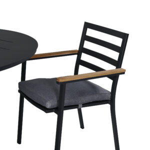 Alma, Brasilia – Ensemble repas – Noir – Table : ⌀120 Chaise : 60 x 89 x 56 cm