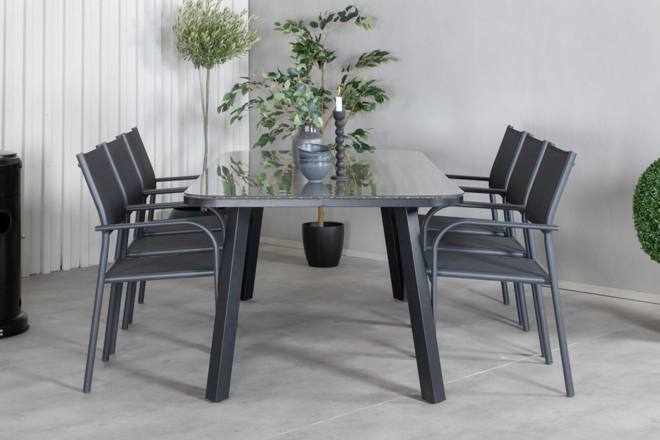 Paola, Santorini – Ensemble repas – Noir, Sable
