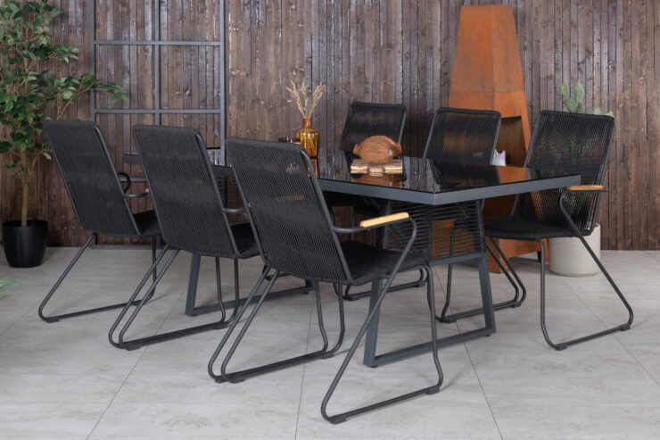 Dallas, Bois – Ensemble repas – Noir