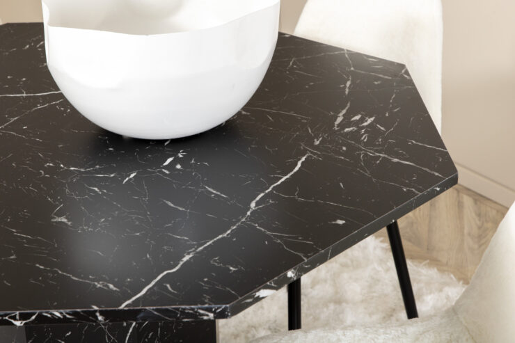 Marbs, Polar – Ensemble repas rond – Noir – Table : ⌀110 Chaise : 53 x 87 x 44 cm