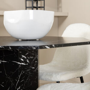 Marbs, Polar – Ensemble repas rond – Noir – Table : ⌀110 Chaise : 53 x 87 x 44 cm