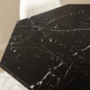 Marbs, Polar – Ensemble repas rond – Noir – Table : ⌀110 Chaise : 53 x 87 x 44 cm