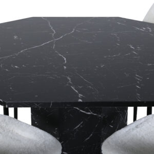 Marbs, Polar – Ensemble repas rond – Noir – Table : ⌀110 Chaise : 53 x 87 x 44 cm