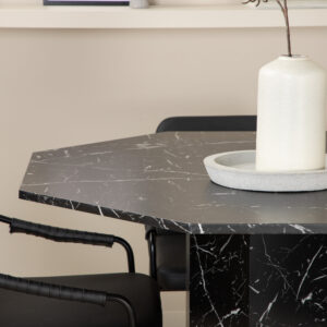 Marbs, Tvist – Ensemble repas rond – Noir – Table : ⌀110 Chaise : 59 x 77 x 53 cm