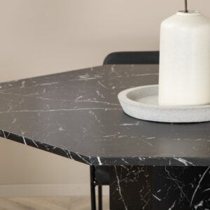 Marbs, Tvist – Ensemble repas rond – Noir – Table : ⌀110 Chaise : 59 x 77 x 53 cm