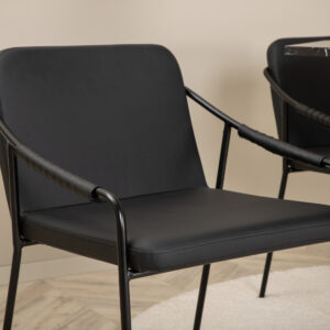Marbs, Tvist – Ensemble repas rond – Noir – Table : ⌀110 Chaise : 59 x 77 x 53 cm