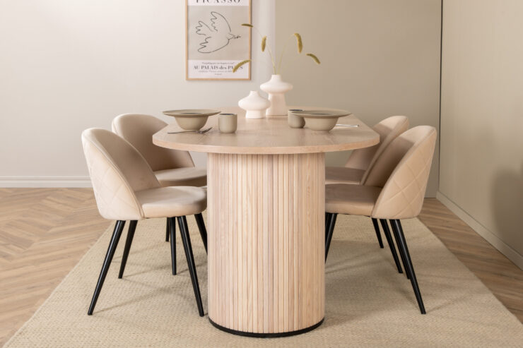 Bianca, Velvet – Ensemble repas ovale – Blanchi