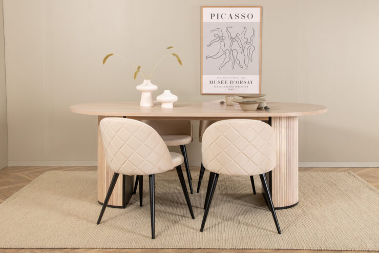 Bianca, Velvet – Ensemble repas ovale – Blanchi