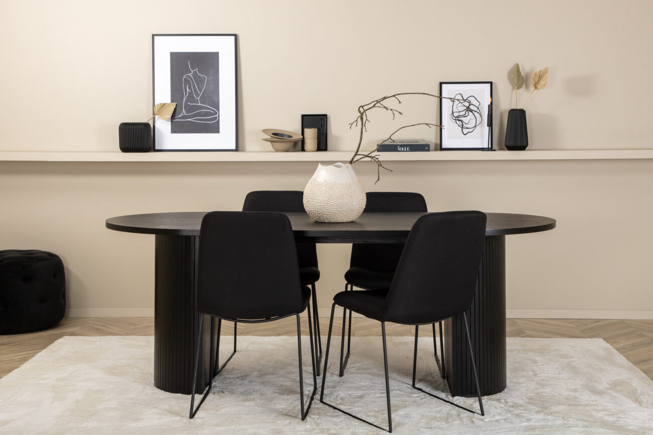 Bianca, Muce – Ensemble repas ovale – Noir