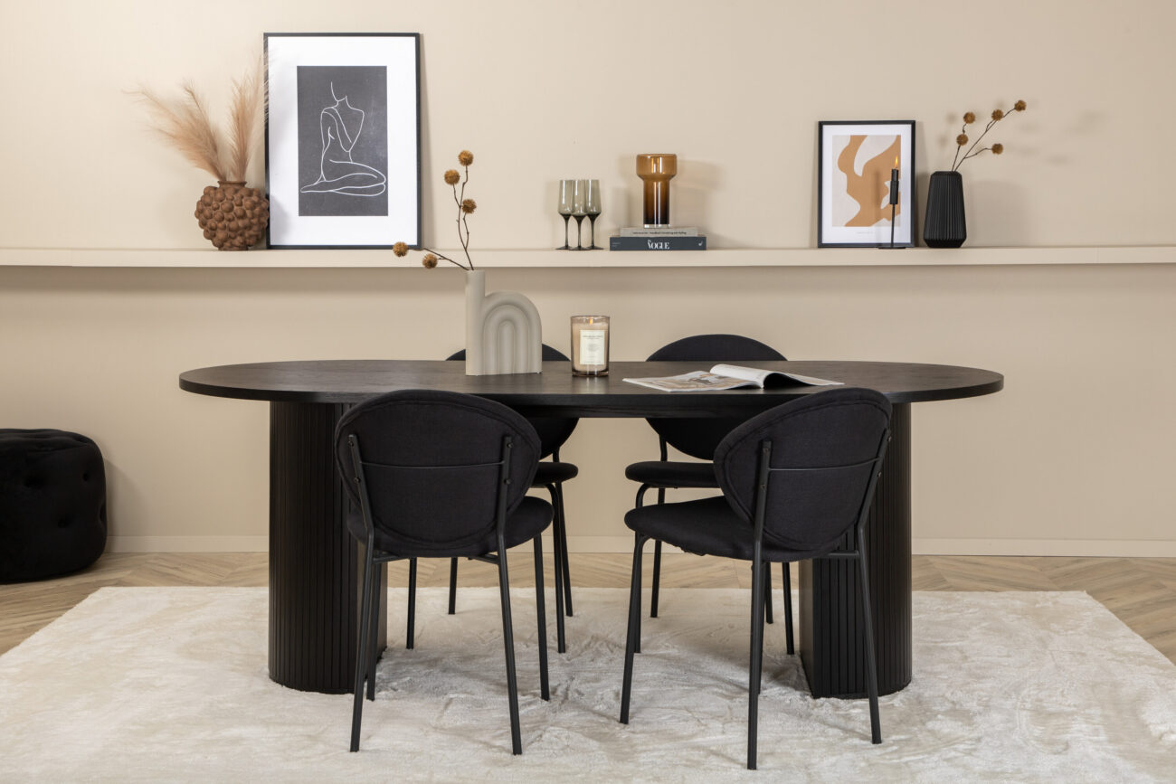 Bianca, Vault – Ensemble repas ovale – Noir
