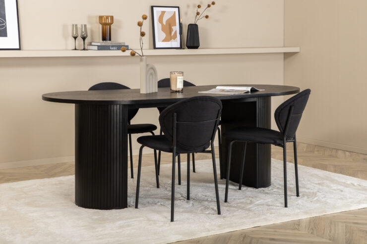Bianca, Vault – Ensemble repas ovale – Noir
