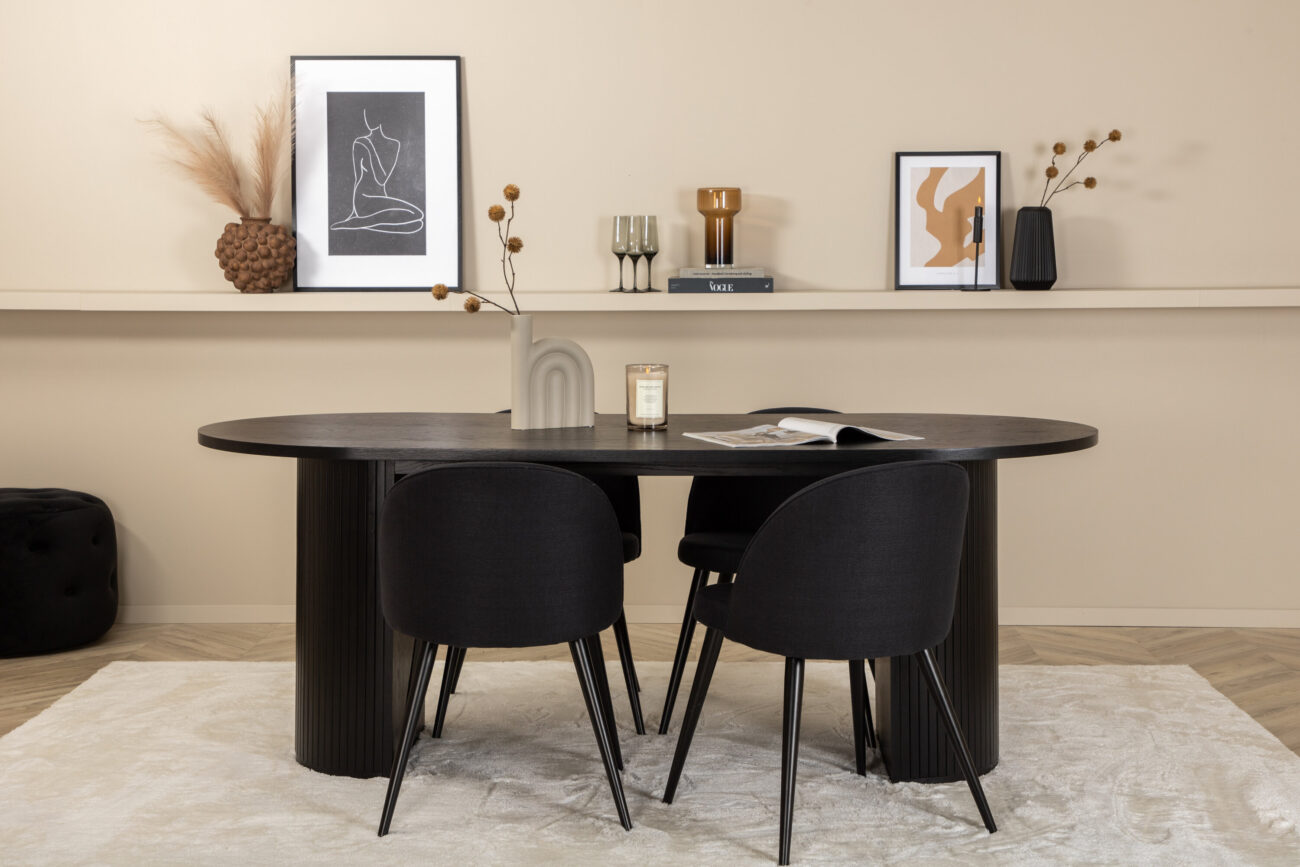 Bianca, Velvet – Ensemble repas ovale – Noir