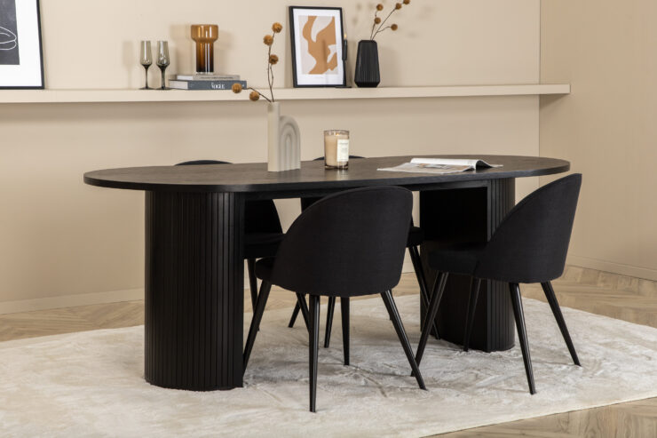 Bianca, Velvet – Ensemble repas ovale – Noir