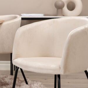 Bianca, Berit – Ensemble repas rond – Blanchi – Table : ⌀110 Chaise : 55 x 78 x 55 cm