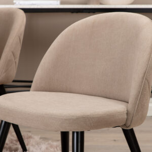 Bianca, Velvet – Ensemble repas rond – Blanchi – Table : ⌀110 Chaise : 57 x 76,5 x 50 cm