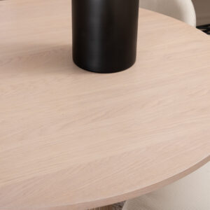 Bianca, Velvet – Ensemble repas rond – Blanchi – Table : ⌀110 Chaise : 57 x 76,5 x 50 cm