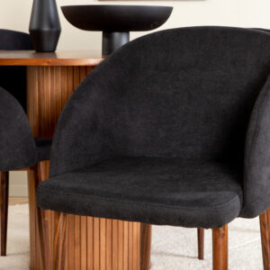 Bianca, Arch – Ensemble repas rond – Noyer – Table : ⌀110 Chaise : 55 x 83 x 48,5 cm