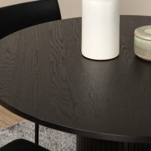 Bianca, Kenth – Ensemble repas rond – Noir – Table : ⌀110 Chaise : 52 x 76 x 40 cm