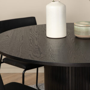 Bianca, Kenth – Ensemble repas rond – Noir – Table : ⌀110 Chaise : 52 x 76 x 40 cm