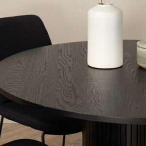 Bianca, Muce – Ensemble repas rond – Noir – Table : ⌀110 Chaise : 63 x 84 x 43 cm