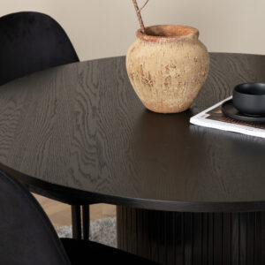 Bianca, Polar – Ensemble repas rond – Noir – Table : ⌀110 Chaise : 53,3 x 88 x 42,5 cm