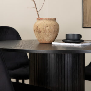 Bianca, Polar – Ensemble repas rond – Noir – Table : ⌀110 Chaise : 53,3 x 88 x 42,5 cm