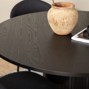 Bianca, Vault – Ensemble repas rond – Noir – Table : ⌀110 Chaise : 61,5 x 80 x 46 cm