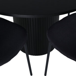 Bianca, Vault – Ensemble repas rond – Noir – Table : ⌀110 Chaise : 61,5 x 80 x 46 cm