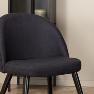 Bianca, Velvet – Ensemble repas rond – Noir – Table : ⌀110 Chaise : 57 x 76,5 x 50 cm