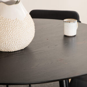 Dipp, Tvist – Ensemble repas rond – Noir – Table : ⌀115 Chaise : 59 x 77 x 53 cm