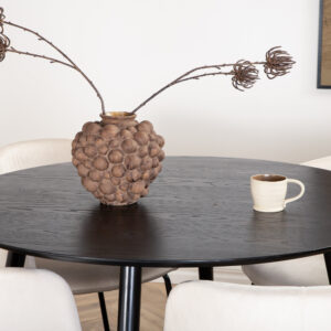 Dipp, Berit – Ensemble repas rond – Noir – Table : ⌀115 Chaise : 55 x 78 x 55 cm