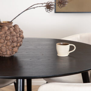 Dipp, Berit – Ensemble repas rond – Noir – Table : ⌀115 Chaise : 55 x 78 x 55 cm