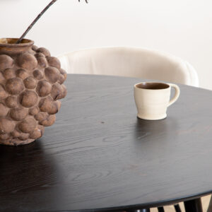 Dipp, Berit – Ensemble repas rond – Noir – Table : ⌀115 Chaise : 55 x 78 x 55 cm