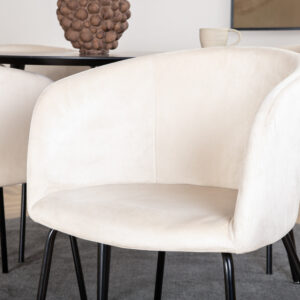 Dipp, Berit – Ensemble repas rond – Noir – Table : ⌀115 Chaise : 55 x 78 x 55 cm