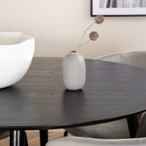Dipp, Berit – Ensemble repas rond – Noir – Table : ⌀115 Chaise : 55 x 78 x 55 cm