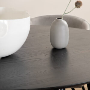 Dipp, Berit – Ensemble repas rond – Noir – Table : ⌀115 Chaise : 55 x 78 x 55 cm