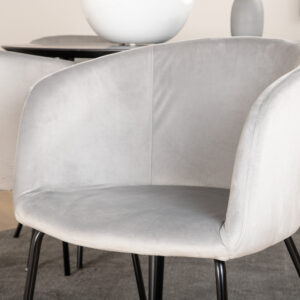 Dipp, Berit – Ensemble repas rond – Noir – Table : ⌀115 Chaise : 55 x 78 x 55 cm