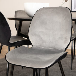 Dipp, Emma – Ensemble repas rond – Noir – Table : ⌀115 Chaise : 57 x 89 x 47 cm