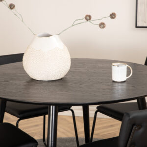 Dipp, Kenth – Ensemble repas rond – Noir – Table : ⌀115 Chaise : 52 x 76 x 40 cm
