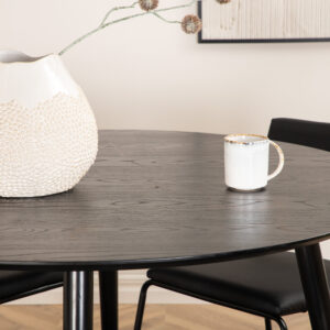Dipp, Kenth – Ensemble repas rond – Noir – Table : ⌀115 Chaise : 52 x 76 x 40 cm