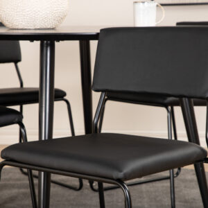 Dipp, Kenth – Ensemble repas rond – Noir – Table : ⌀115 Chaise : 52 x 76 x 40 cm