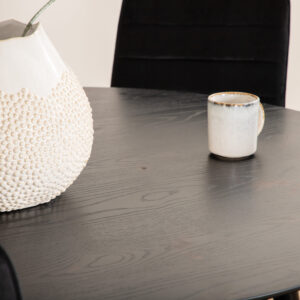Dipp, Windu – Ensemble repas rond – Noir – Table : ⌀115 Chaise : 49 x 94 x 43 cm