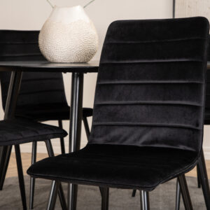 Dipp, Windu – Ensemble repas rond – Noir – Table : ⌀115 Chaise : 49 x 94 x 43 cm