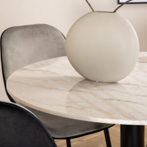 Estelle, Emma – Ensemble repas rond – Blanc – Table : ⌀106 Chaise : 57 x 89 x 47 cm