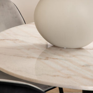Estelle, Emma – Ensemble repas rond – Blanc – Table : ⌀106 Chaise : 57 x 89 x 47 cm
