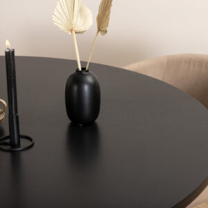 Copenhagen, Berit – Ensemble repas rond – Noir – Table : ⌀140 Chaise : 55 x 78 x 55 cm