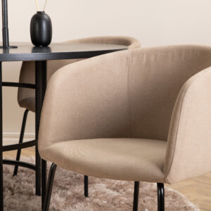 Copenhagen, Berit – Ensemble repas rond – Noir – Table : ⌀140 Chaise : 55 x 78 x 55 cm