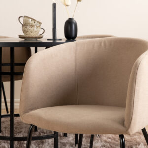 Copenhagen, Berit – Ensemble repas rond – Noir – Table : ⌀140 Chaise : 55 x 78 x 55 cm
