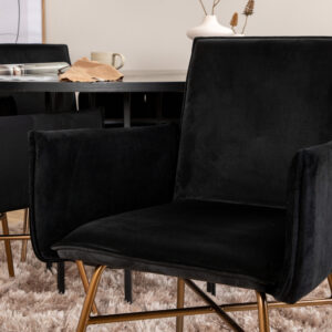 Copenhagen, Petra – Ensemble repas rond – Noir – Table : ⌀140 Chaise : 60 x 87 x 57 cm